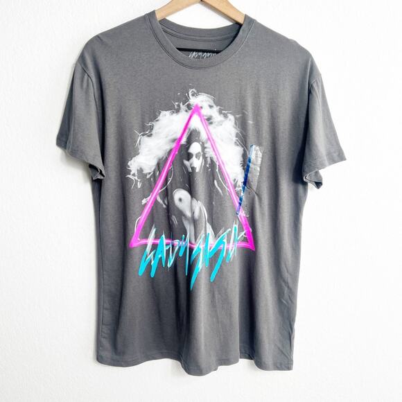 BRAVADO Lady Gaga Tee Shirt Fitted Gray Music Short Sleeve Large  New No Tags - Picture 1 of 4